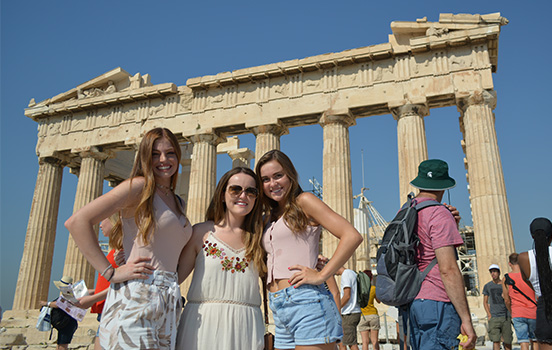 Students in front of the Acropolis in Athens Greece