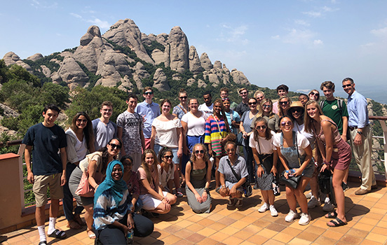 MSU students in front of monument in Spain