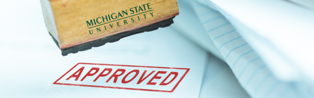 Image of approval stamp with MSU logo on stamp