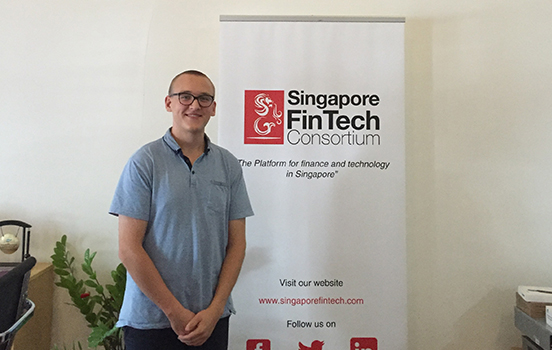 Student at his internship site in Singapore